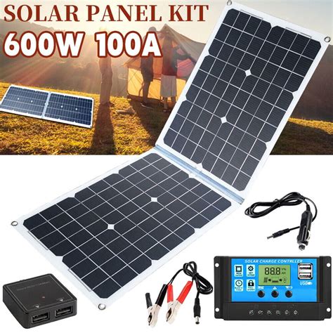 Foldable Solar Panel – 600W Portable Solar Panels Battery Charger USB ...