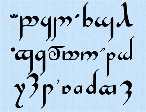 Tengwar Elvish Alphabet Font Machine Embroidery Design