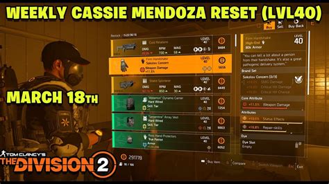 The Division Weekly Cassie Mendoza Reset Level March Th