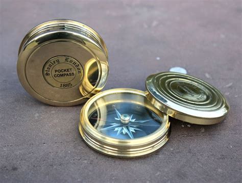 Set Of Two Antique Vintage Pocket Compass Stanley London 1885 Solid Brass Compas