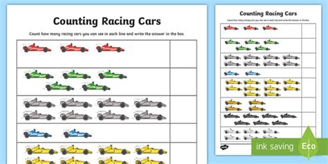 Counting Racing Cars Worksheet Worksheet Teacher Made