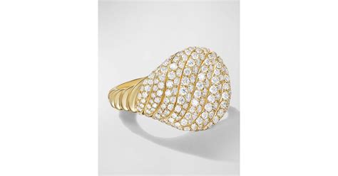 David Yurman Sculpted Cable Pinky Ring With Diamonds In K Gold Mm