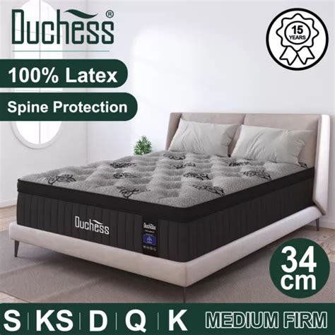 Duchess Mattress Bed Queen Pocket Spring Latex Foam Medium Firm 34cm