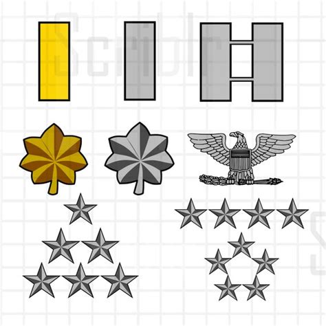 Army/air Force/marines Officer Rank Vectors SVG Cut Files - Etsy