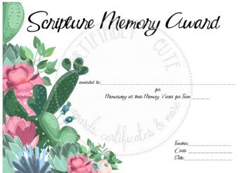 Scripture Memory Award 2 FREE By Certifiably Cute TPT