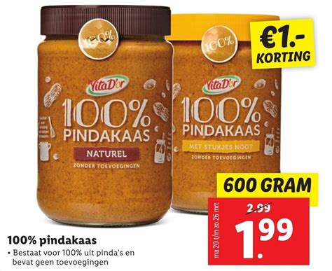 Vita D Or 100 Pindakaas 600 Gram Aanbieding Bij Lidl