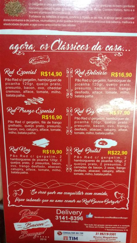 Menu Em Red Bacon Burger Restaurante Belo Horizonte