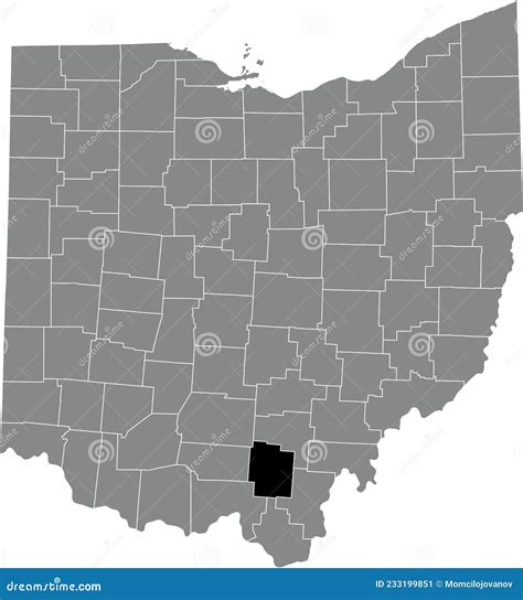 Location Map Of The Jackson County Of Ohio Usa Stock Vector