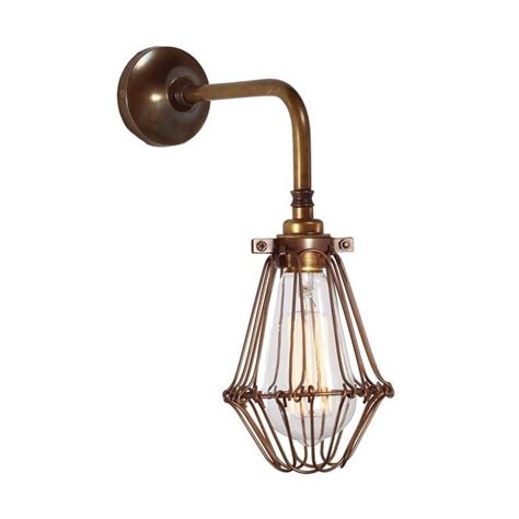 Praia Vintage Cage Wall Light Antique Brass Rustic Style