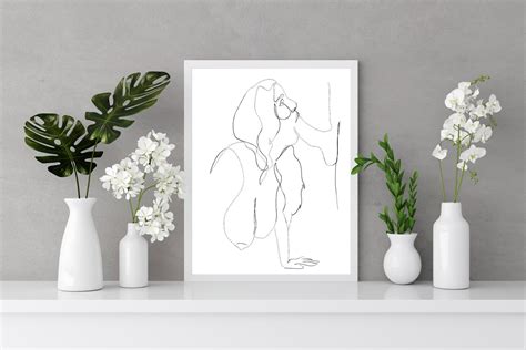 Sensual Bedroom Wall Art One Line Drawing Sensual Couple Art Erotic Line Art Nude Female