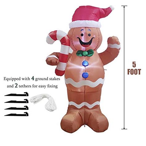 Twinkle Star 5 Ft Christmas Inflatable Led Lighted Gingerbread Man Blow Up Ebay