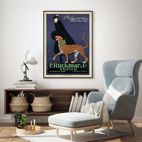 Wall Art Woman Walking Leopard Vintage Canvas Prints Poster Prints Art Prints Melbourne