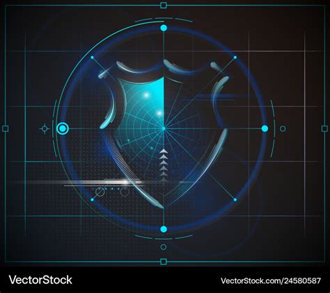 Cyber Security Shield With Digital Data Background