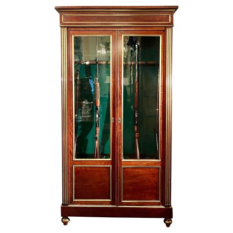 Antique French Empire Mahogany Gun Cabinet With Brass Inlay Circa 1880 1890 For Sale At 1stdibs