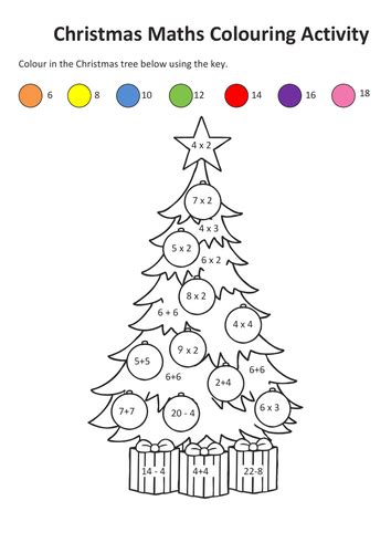 Christmas Maths Colouring In Activity Teaching Resources