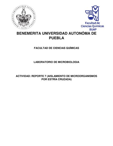 Reporte Aislamiento De Microorganismos Por Estr A Cruzada