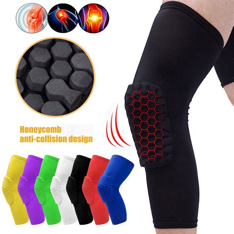 Honeycomb Knee Pad Eva Padded Crashproof Long Leg Sleeve Anti Slip Knee Brace Ebay