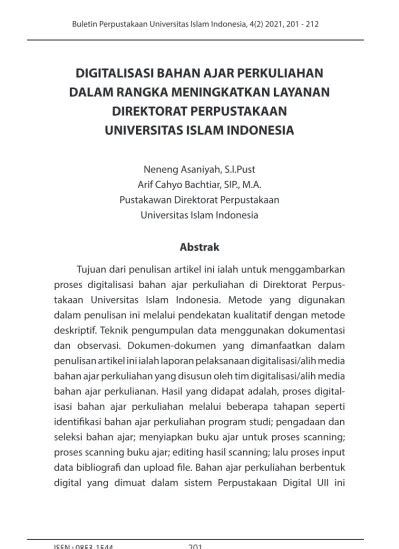 Digitalisasi Bahan Ajar Perkuliahan Dalam Rangka Meningkatkan Layanan