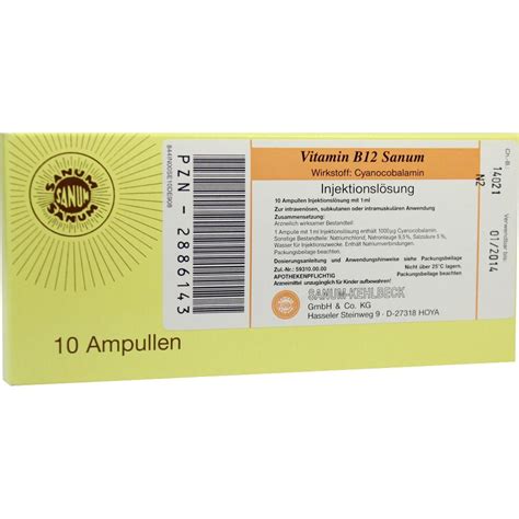 Vitamin B12 Sanum Injektionslösung 10x1 Ml Online Kaufen