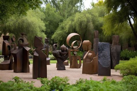 Sculpture Garden with a Variety of Sculptures in Different Shapes ...