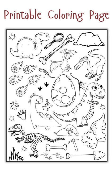 The Printable Dinosaur Coloring Page Is Shown In Black And White With