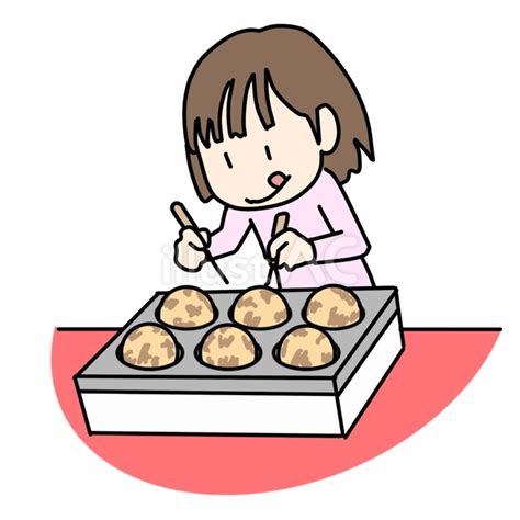 たこ焼きを焼く女性イラスト No 23832377｜無料イラスト・フリー素材なら「イラストac」