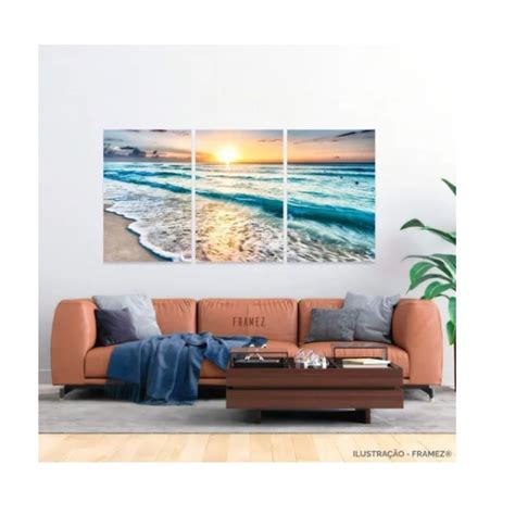 Quadro Decorativo Praia Mar Ao Sol Radiante Paisagem Grande Papel De