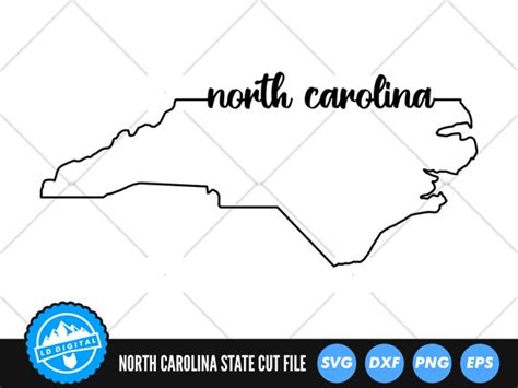 North Carolina Outline With Text Svg Files North Carolina Etsy