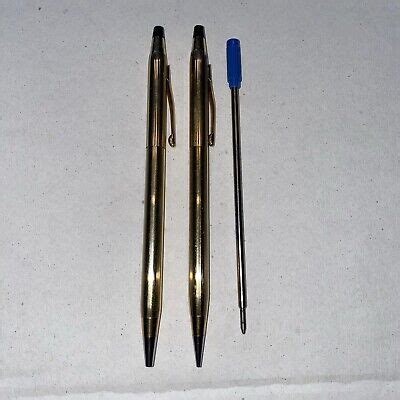 VTG Cross Pen Pencil Set Pen Refill Blue 10K Gold Filled Engraved