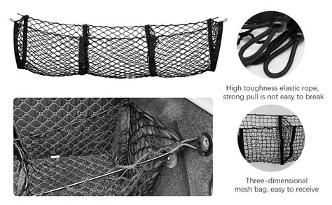 Amazon Zufoty Three Pocket Cargo Net Trunk Bed Organizer