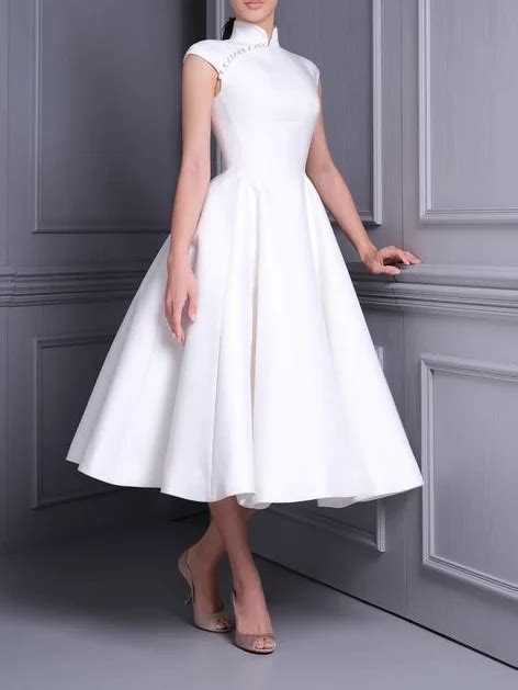 Plain Stand Collar Elegant Regular Fit Wedding Guest Dress Stylewe