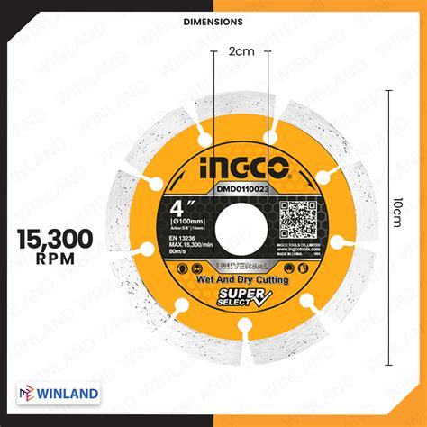 Ingco By Winland Dry Diamond Disc 4 100mm 2pcs Set Wet And Dry