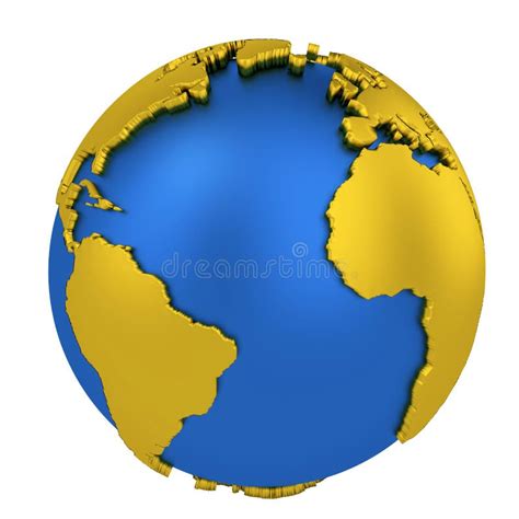 Earth Globe With Golden Continents Isolated On White Background World