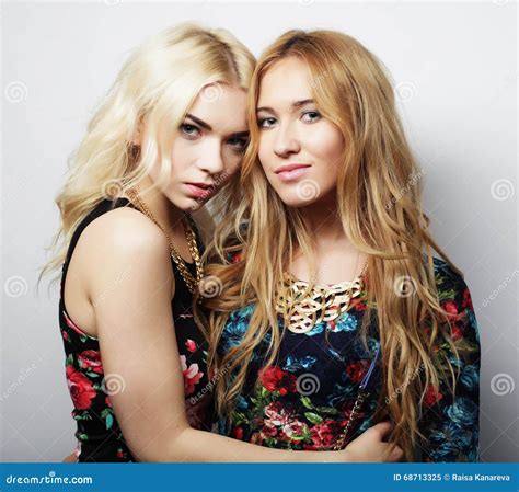 Two Girl Friends Together Smiling Stock Image Image Of Head Caucasian 68713325