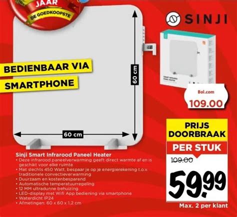 Sinji Smart Infrarood Paneel Heater Aanbieding Bij Vomar Voordeelmarkt