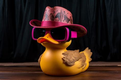 Premium Photo There Is A Rubber Duck Wearing A Hat And Sunglasses Generative Ai