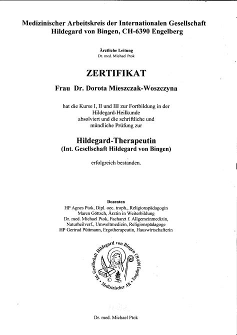 Lekarze Polskie Towarzystwo Przyjaciół św Hildegardy