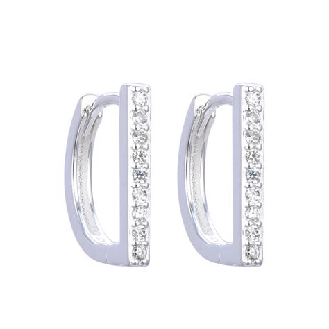 Aros Argollas Cristales Huggies Plata Mm Joyas Gabena