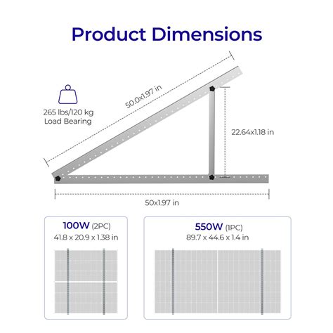 Snapklik Renogy 50in Adjustable Solar Panel Mount Brackets