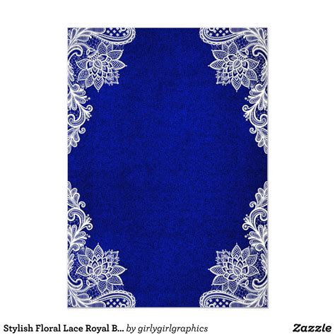 Stylish Floral Lace Royal Blue Wedding Invitation | Zazzle | Blue ...