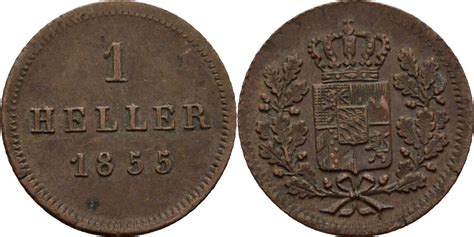 Bayern 1 Heller 1855 Maximilian II Joseph 1848 1864 Vz MA Shops