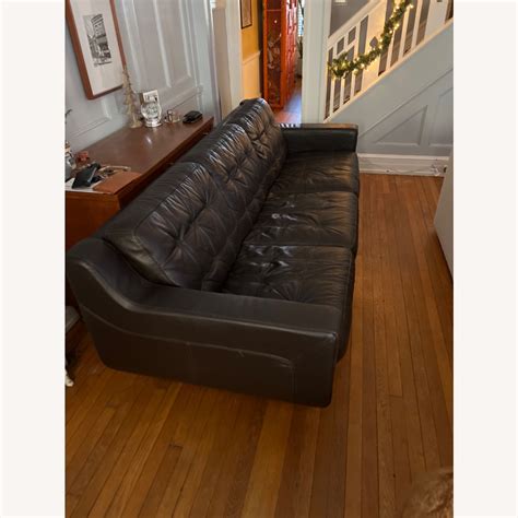 Havertys Metropolis Leather Mid Century Modern Sofa Aptdeco