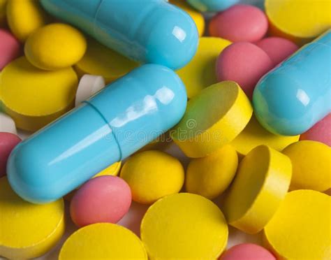 Colored Pills Tablets And Capsules Stock Image Image Of Blue Color