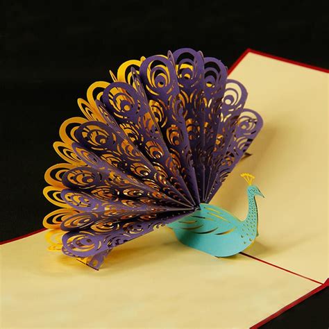 Peacock 3D Pop Up Greeting Card Cricut Birthday Cards Folded Book