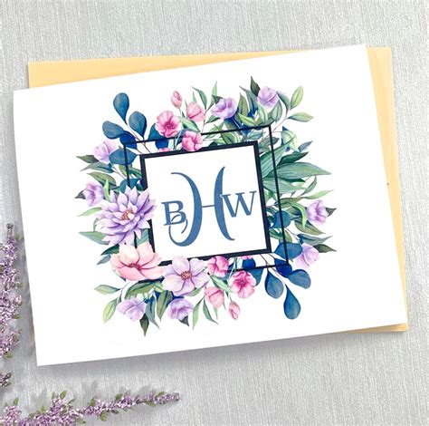 Monogrammed Cards Women S Thank You Notes Women Etsy