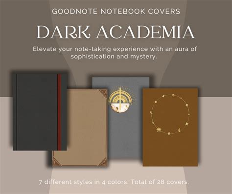 Dark Academia Notebook Covers For Goodnotes Or Notability Etsy