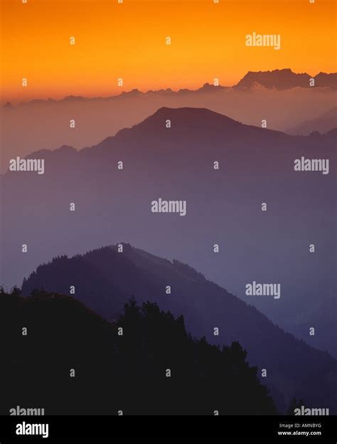 Mountain Range At Sunrise Stock Photo Alamy