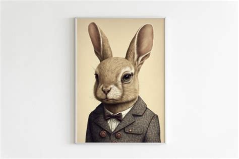 Retro Rabbit In Smoking Art Print Graphic By Foralfy · Creative Fabrica