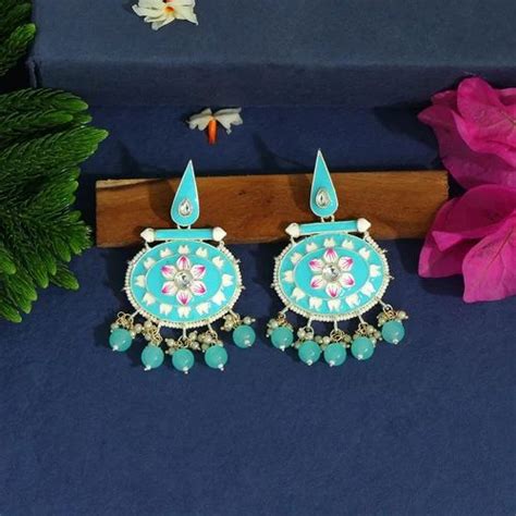 Beautiful Multi Color Kundan Meenakari Earrings For Girls Women