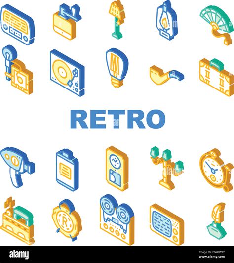 Retro Stuff Devices Collection Icons Set Vector Stock Vector Image